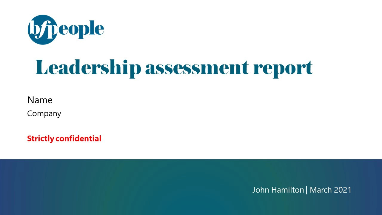 individual leadership assessment report - image of report cover